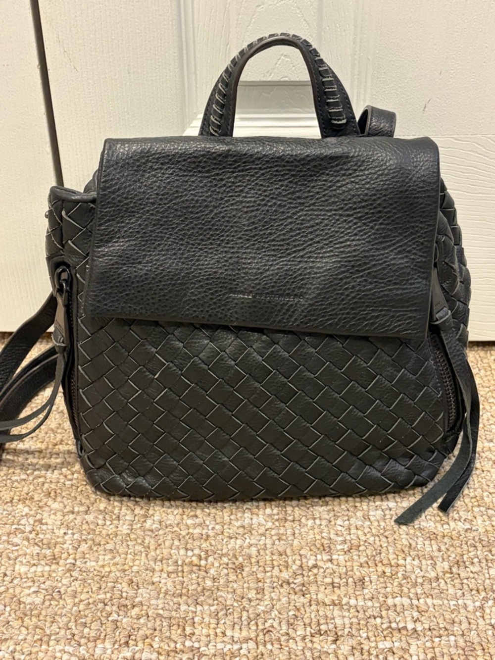 Aimee Kestenberg Black Woven Leather Backpack
